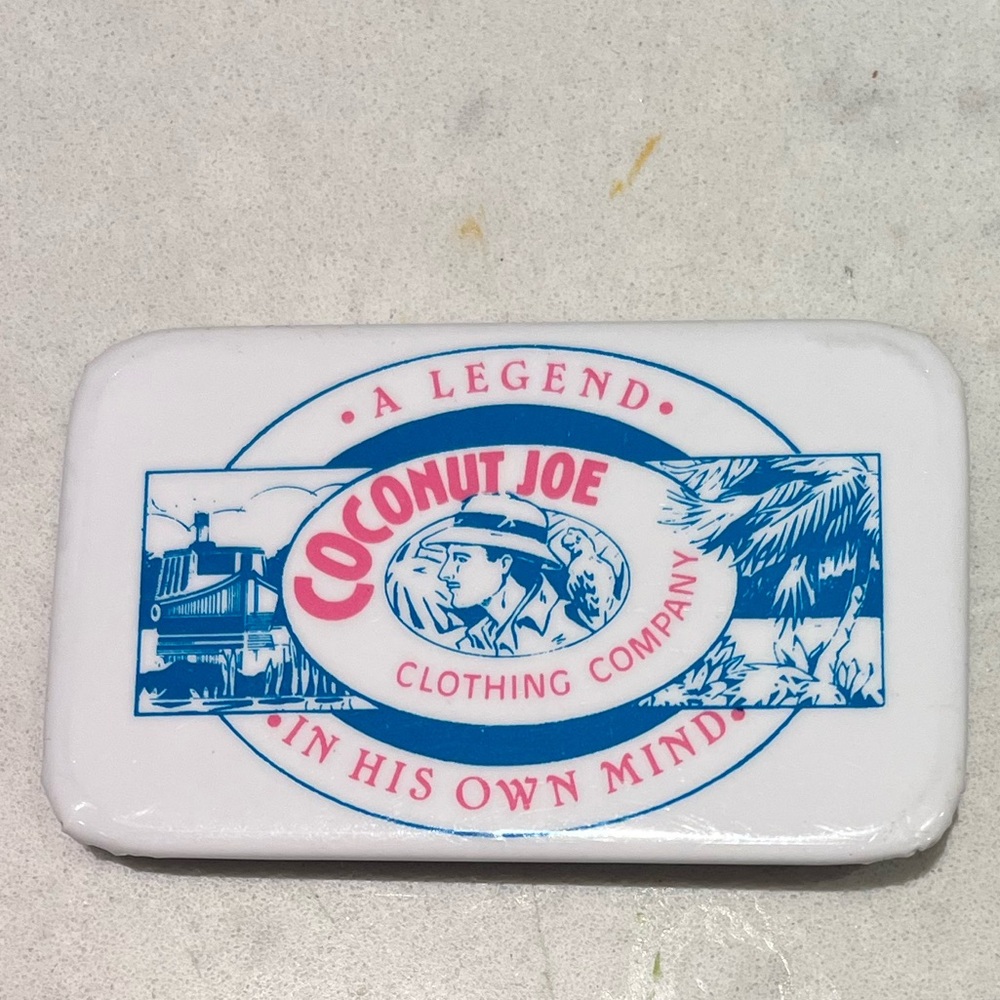 Coconut Joe's Clothing Company, "A Legend in His Own Mind” pinback button